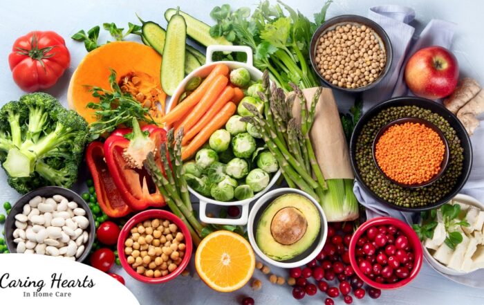 An array of healthy food represents a diabetes-friendly diet.