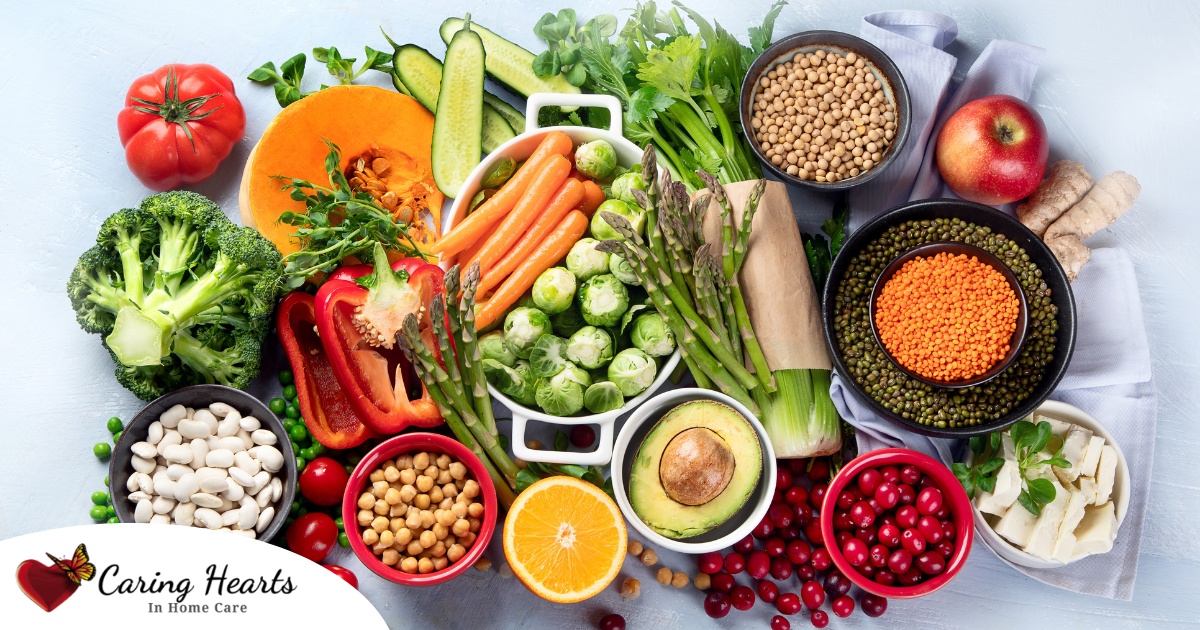 An array of healthy food represents a diabetes-friendly diet.